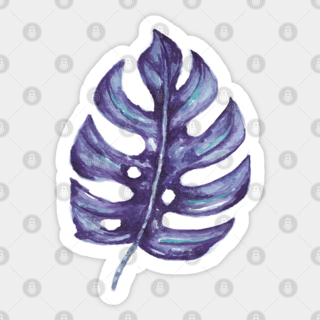 Purple monstera leaf with fenestrations Sticker by gronly